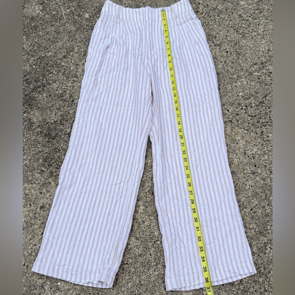 Abercrombie & Fitch White Tan Stripe Pants XS Summer Lightweight Chic - Picture 5 of 9